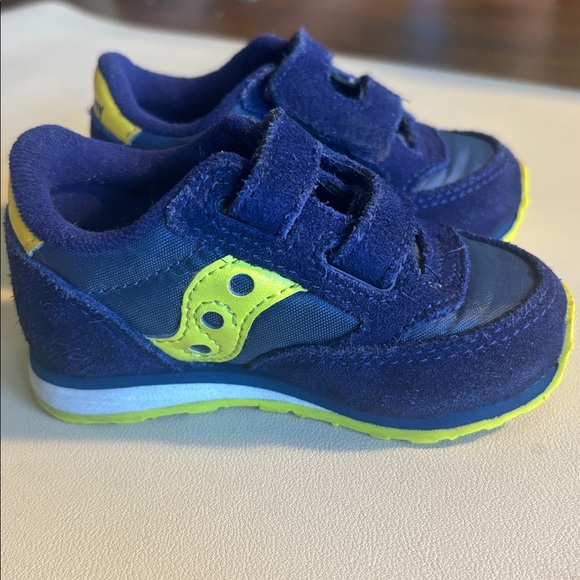 Saucony Navy and Yellow Kids Hook-and-Loop Sneakers - Picture 10 of 11